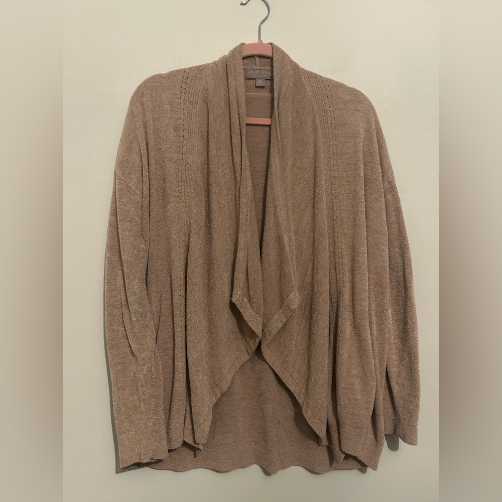 Barefoot Dreams Cozychic Ultra Lite Neutral Tan Cardigan Sz S M Small Medium